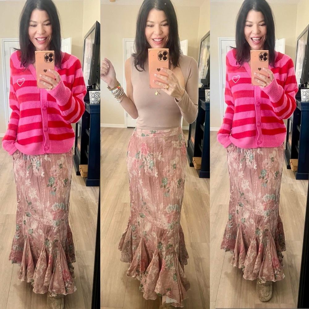 Free People Floral Pink Maxi Skirt - Picture 3 of 3
